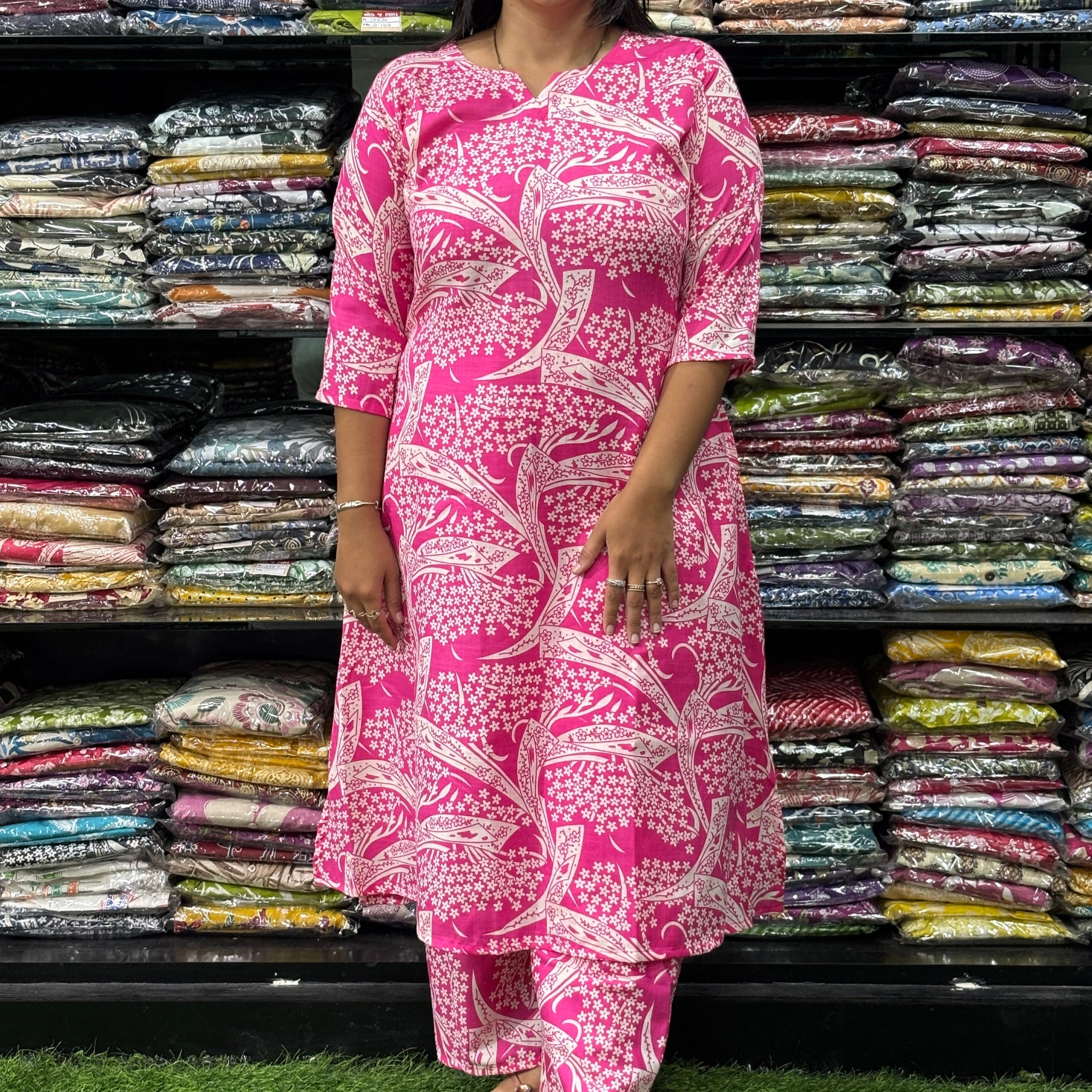 ALINE KURTI WITH PLAZO (MAGIC (MIX) COTTON)