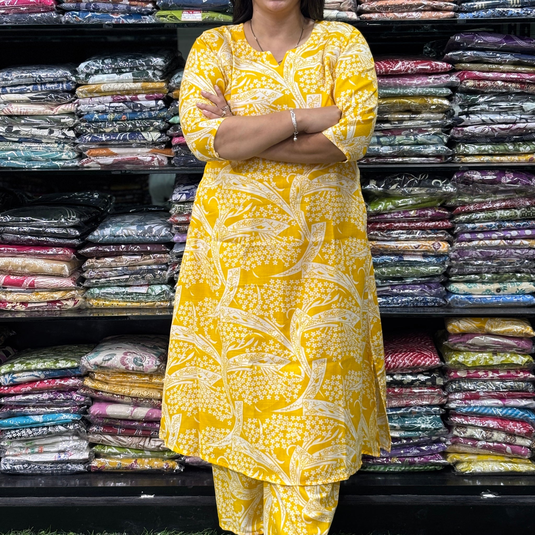 ALINE KURTI WITH PLAZO (MAGIC (MIX) COTTON)