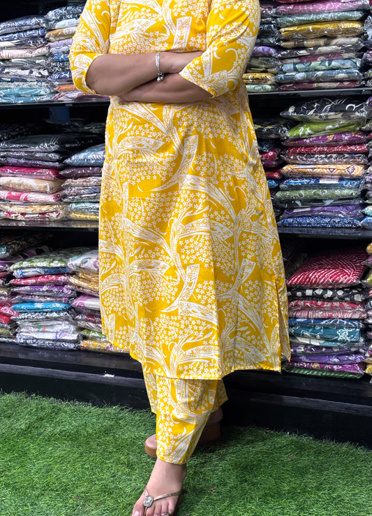 ALINE KURTI WITH PLAZO (MAGIC (MIX) COTTON)