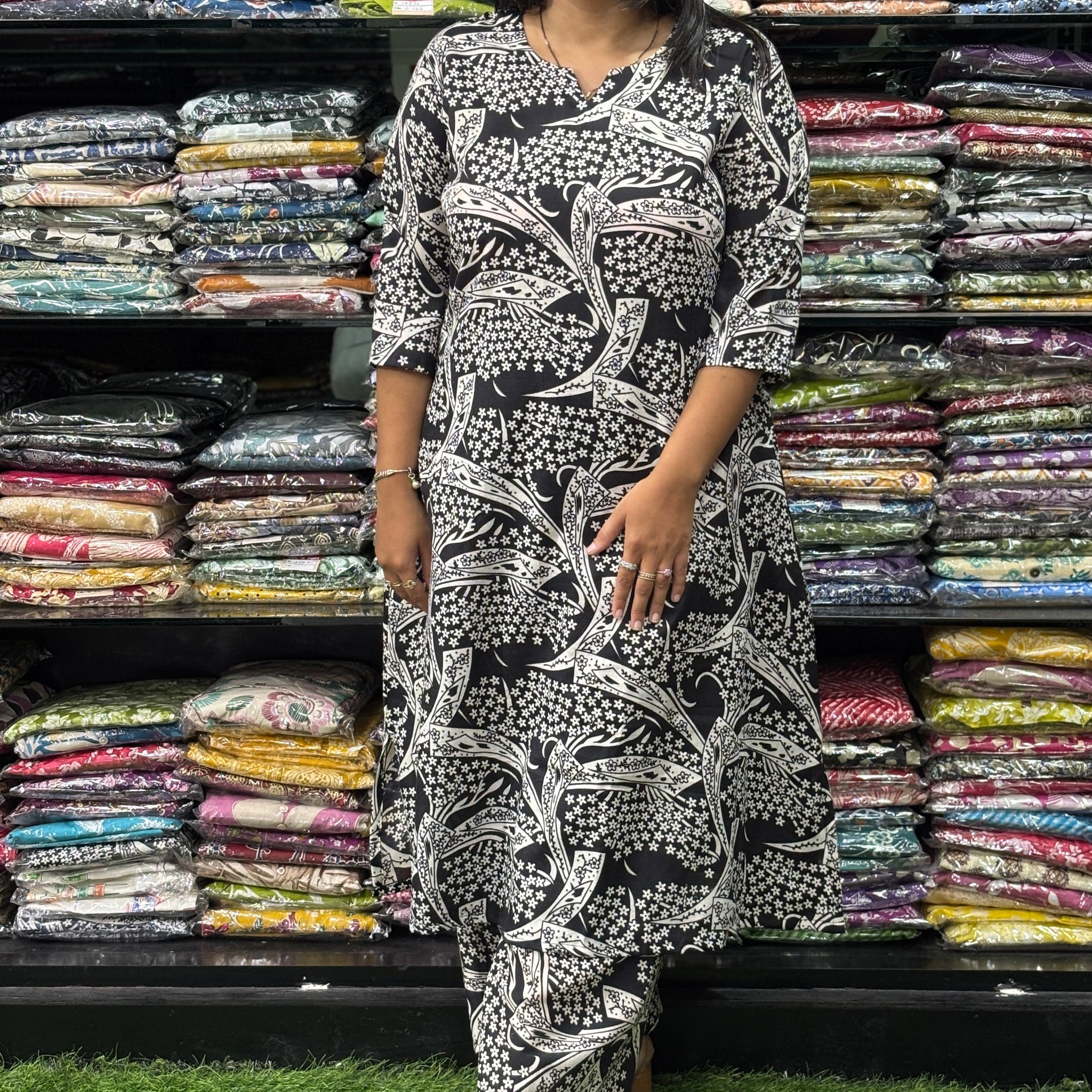 ALINE KURTI WITH PLAZO (MAGIC (MIX) COTTON)