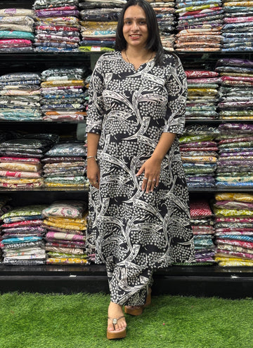 ALINE KURTI WITH PLAZO (MAGIC (MIX) COTTON)