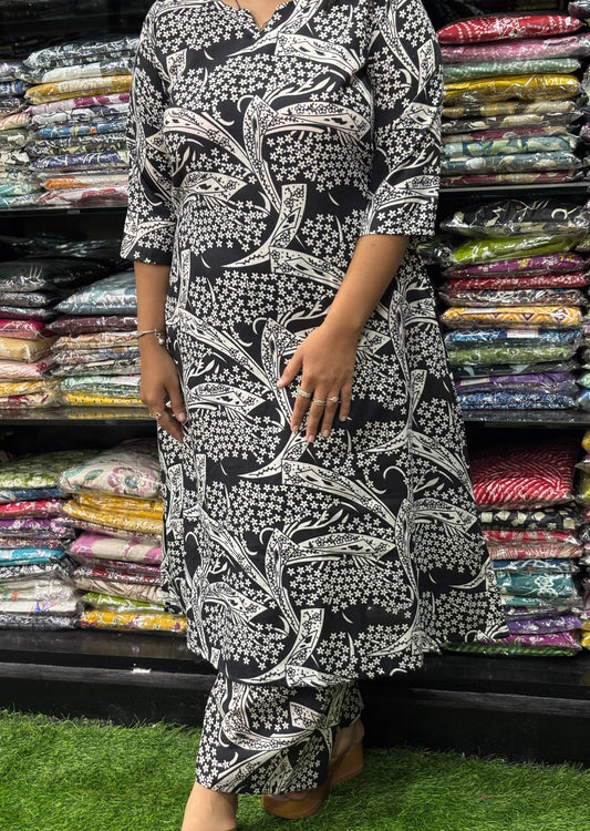 ALINE KURTI WITH PLAZO (MAGIC (MIX) COTTON)