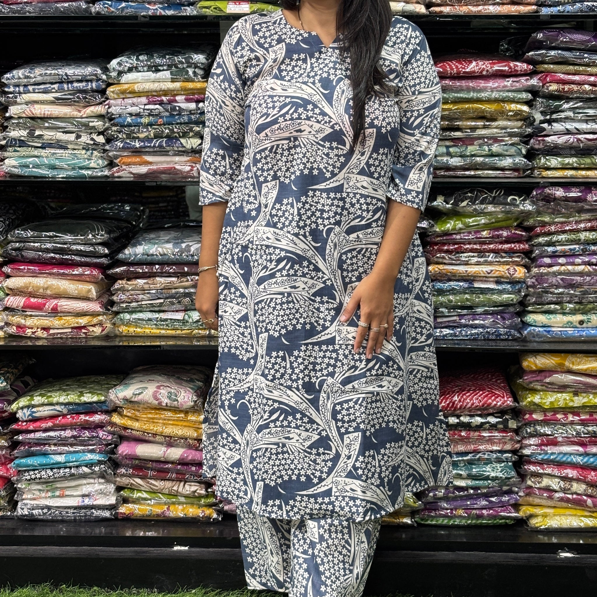 ALINE KURTI WITH PLAZO (MAGIC (MIX) COTTON)