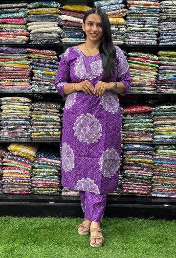 STRAIGHT KURTI WITH PANT (PURE CAMRIC COTTON,HANDWORK)