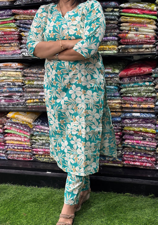 STRAIGHT KURTI WITH PANT (MIX MAGIC COTTON)