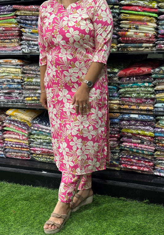 STRAIGHT KURTI WITH PANT (MIX MAGIC COTTON)