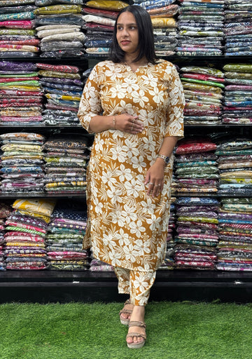 STRAIGHT KURTI WITH PANT (MIX MAGIC COTTON)