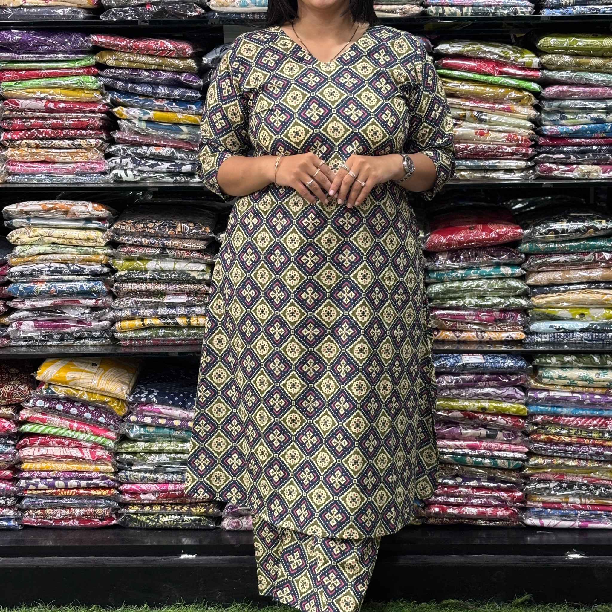 ALINE KURTI WITH PLAZO (PURE CAMRIC COTTON)