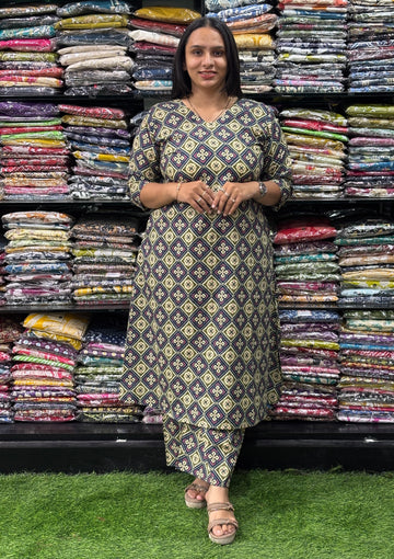 ALINE KURTI WITH PLAZO (PURE CAMRIC COTTON)