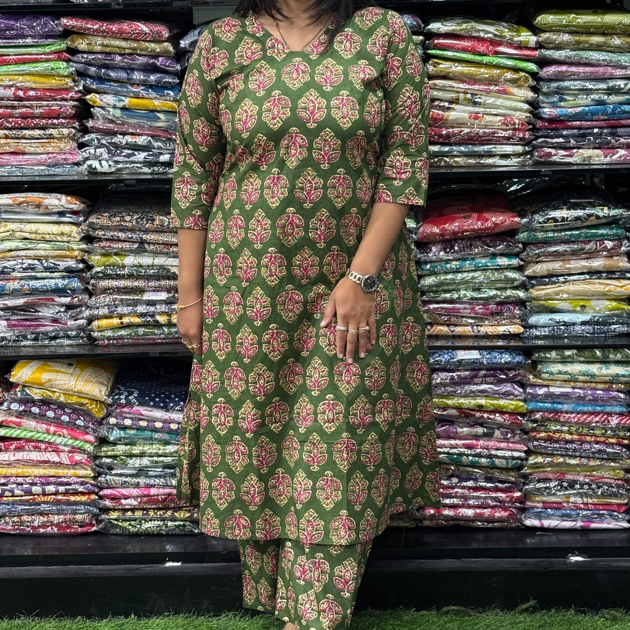 ALINE KURTI WITH PLAZO (PURE CAMRIC COTTON)