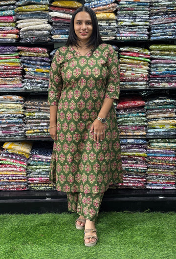 ALINE KURTI WITH PLAZO (PURE CAMRIC COTTON)