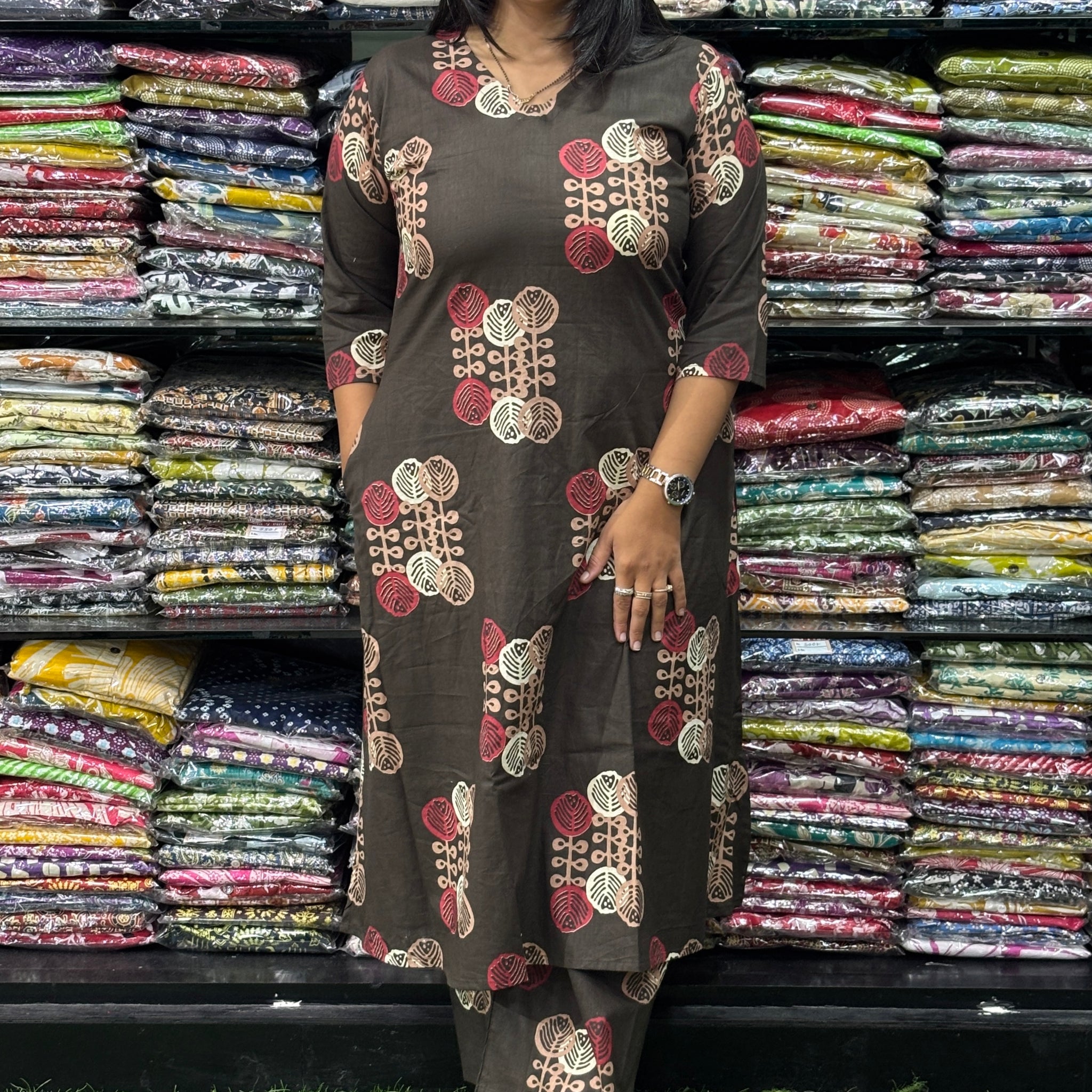 ALINE KURTI WITH PLAZO (PURE CAMRIC COTTON)