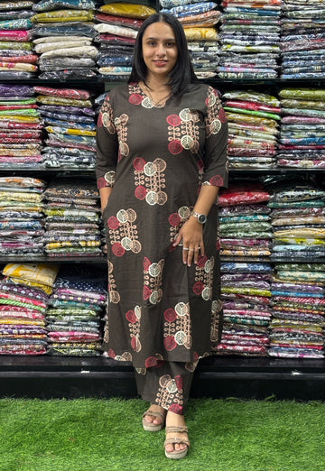 ALINE KURTI WITH PLAZO (PURE CAMRIC COTTON)