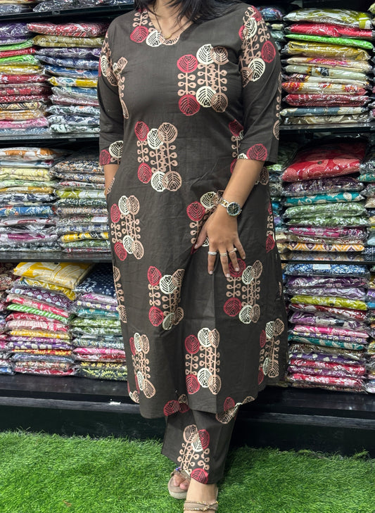 ALINE KURTI WITH PLAZO (PURE CAMRIC COTTON)