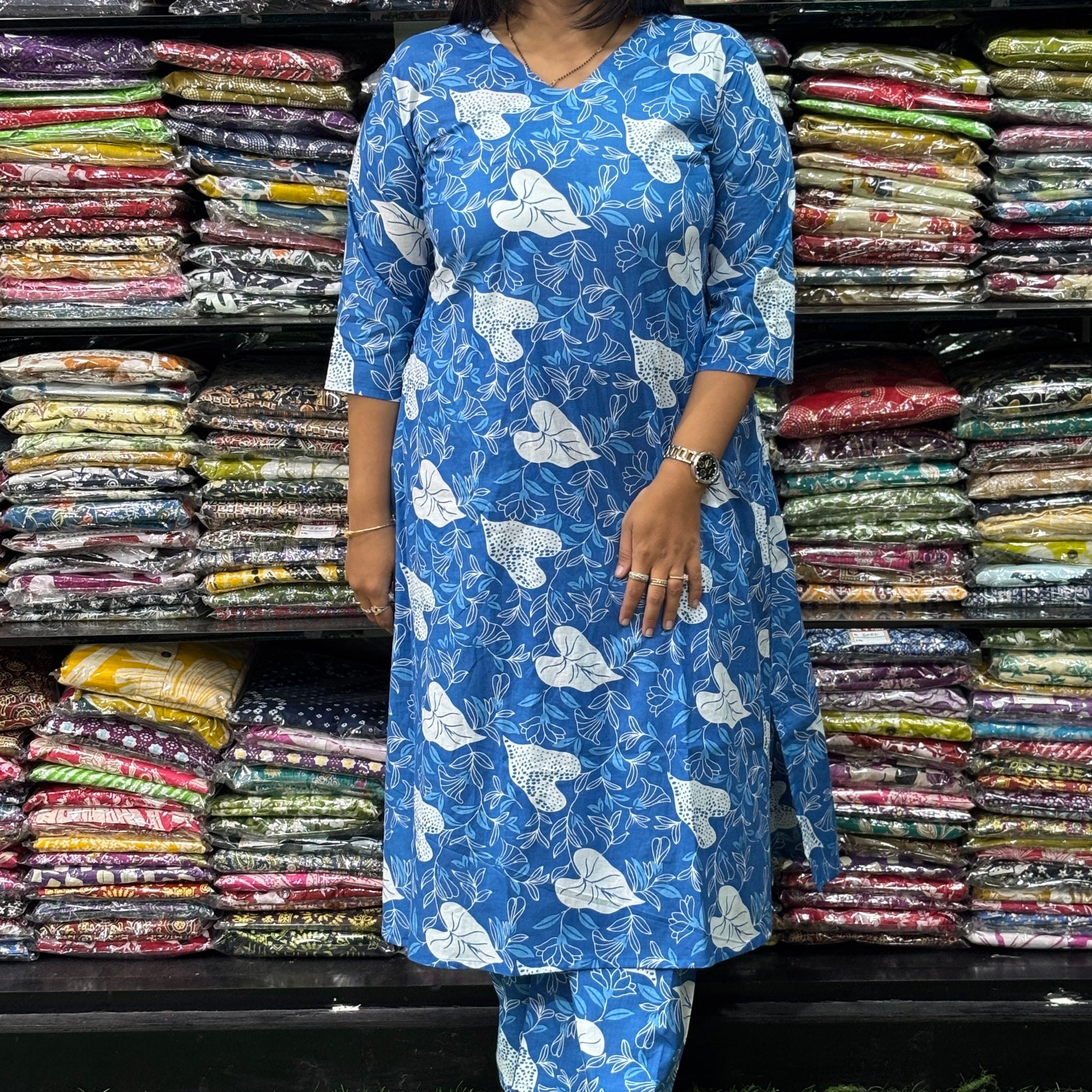 ALINE KURTI WITH PLAZO (PURE CAMRIC COTTON)