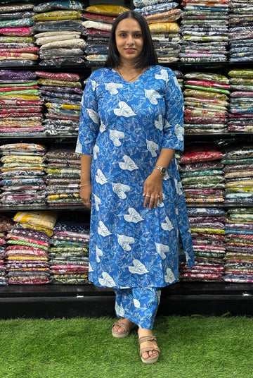 ALINE KURTI WITH PLAZO (PURE CAMRIC COTTON)