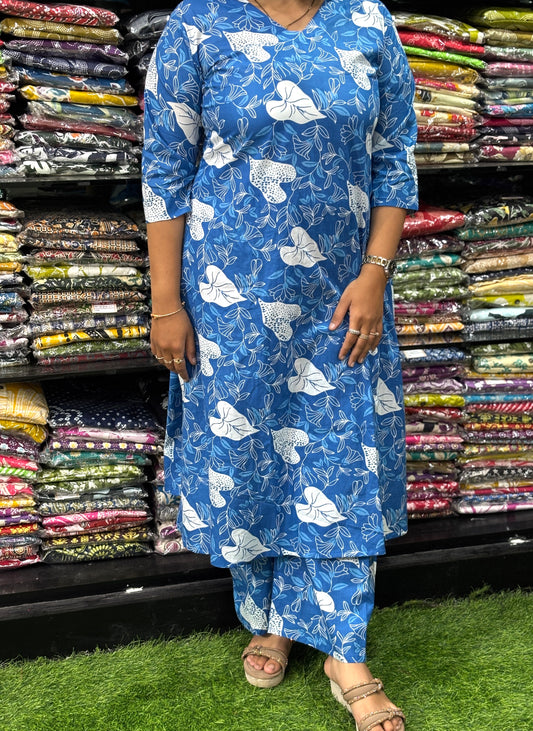 ALINE KURTI WITH PLAZO (PURE CAMRIC COTTON)