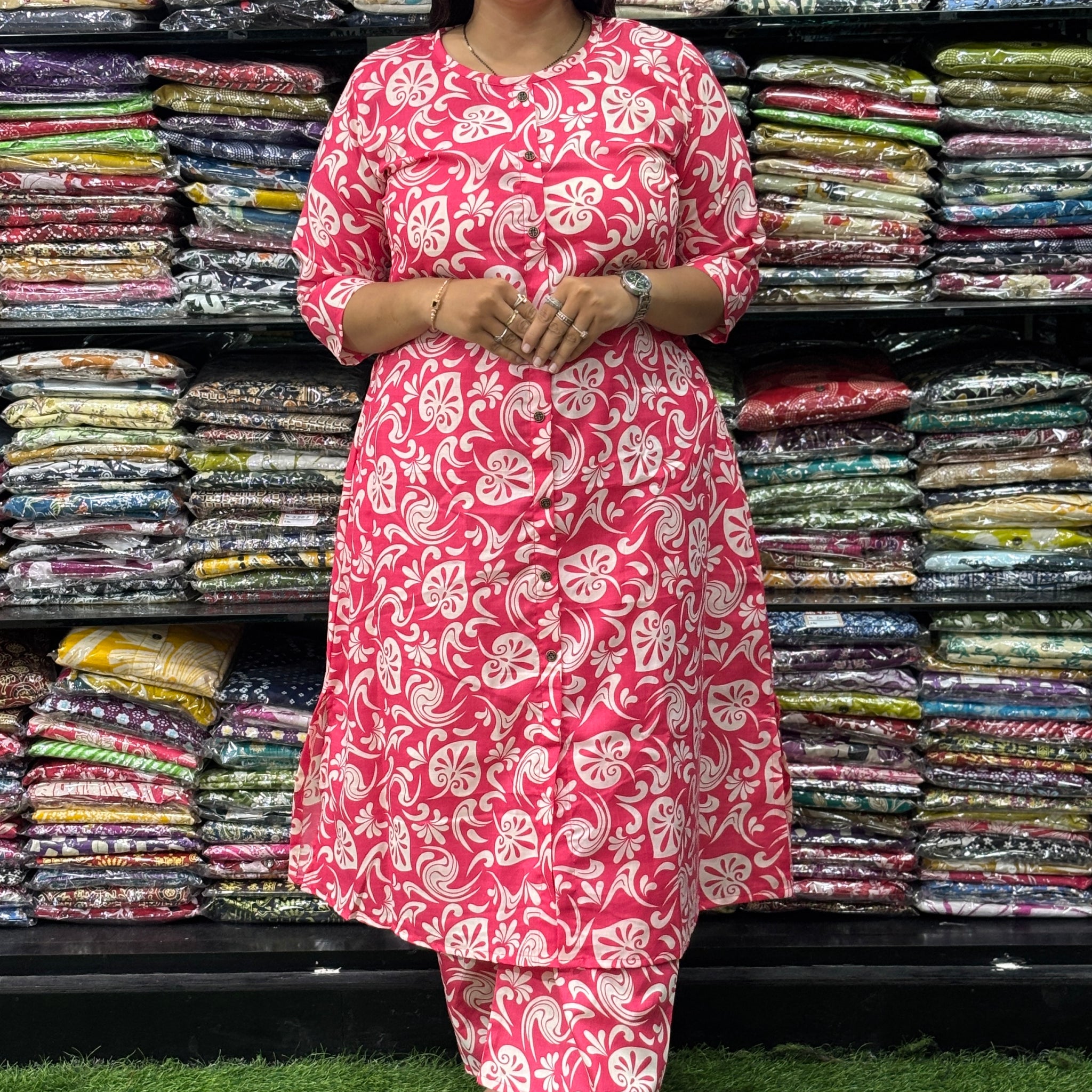 ALINE KURTI WITH PLAZO (MIX MAGIC COTTON)