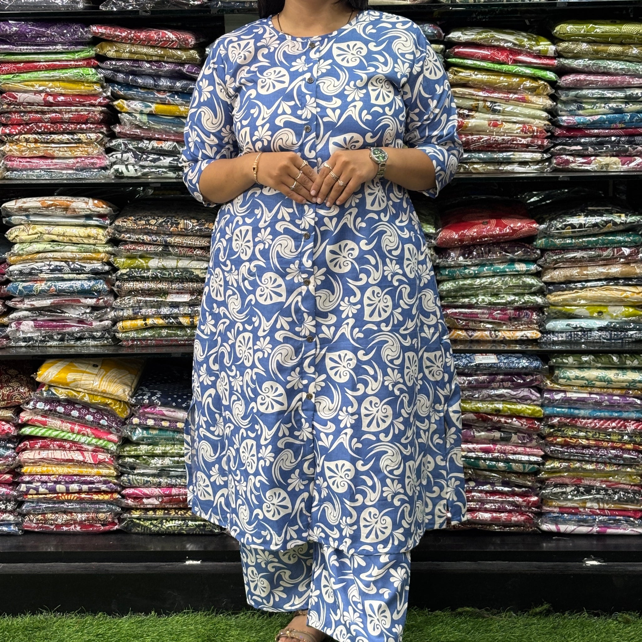 ALINE KURTI WITH PLAZO (MIX MAGIC COTTON)