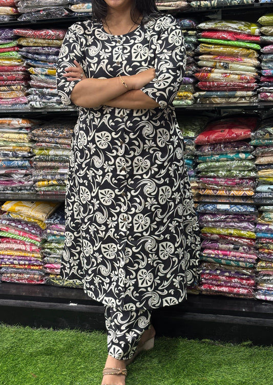 ALINE KURTI WITH PLAZO (MIX MAGIC COTTON)