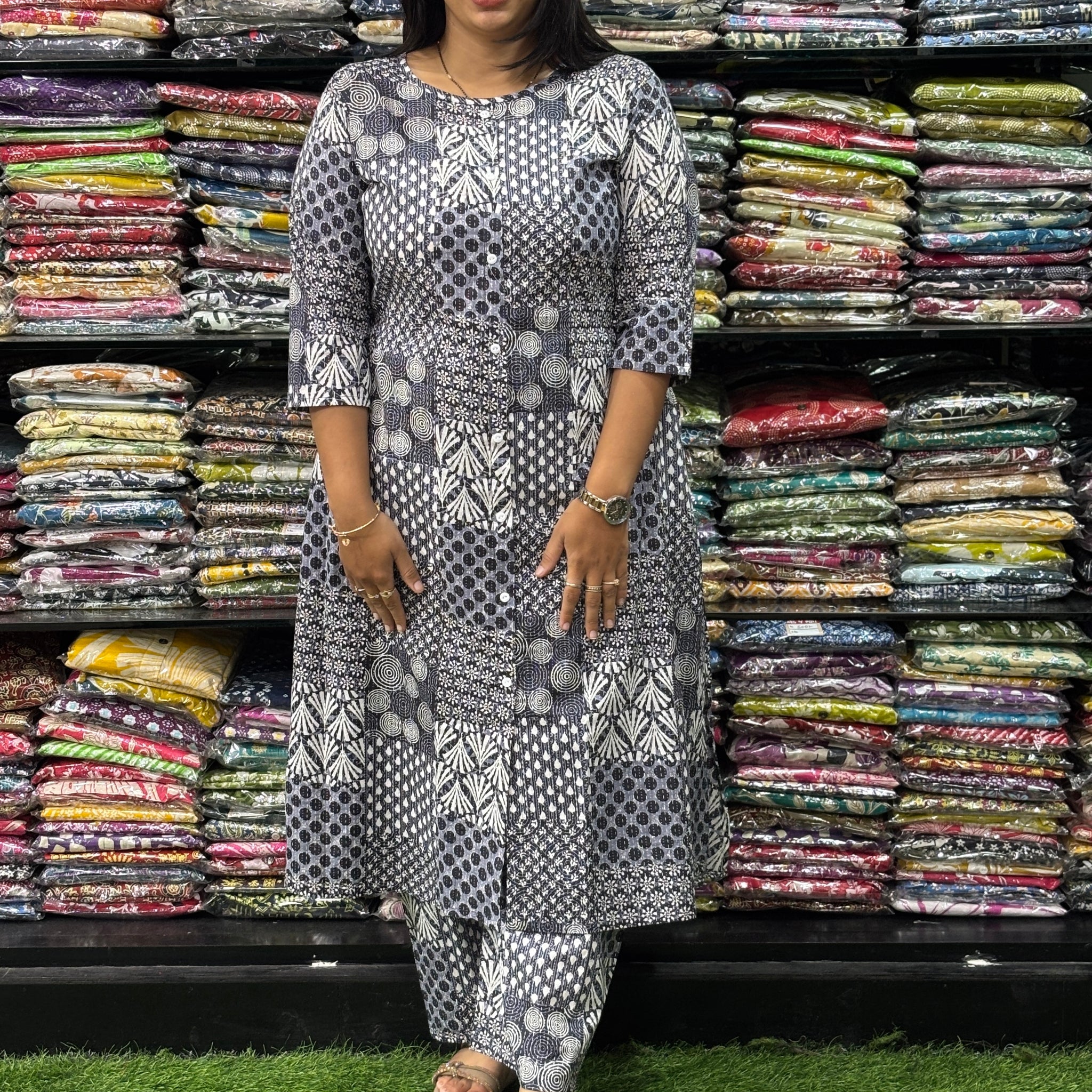 ALINE KURTI WITH PLAZO (PURE CAMRIC COTTON)