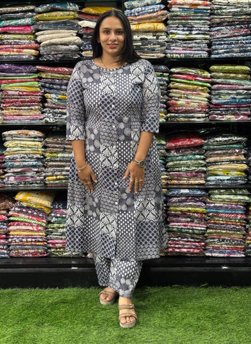 ALINE KURTI WITH PLAZO (PURE CAMRIC COTTON)