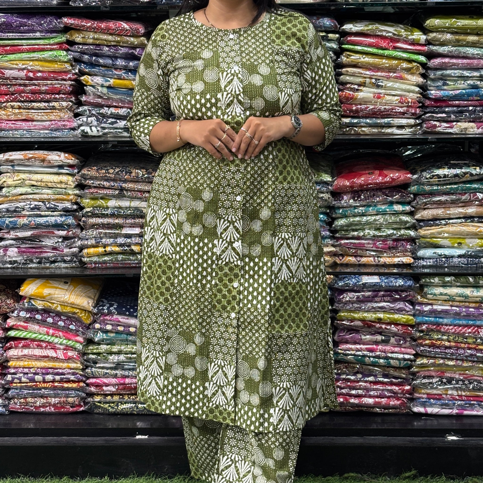 ALINE KURTI WITH PLAZO (PURE CAMRIC COTTON)