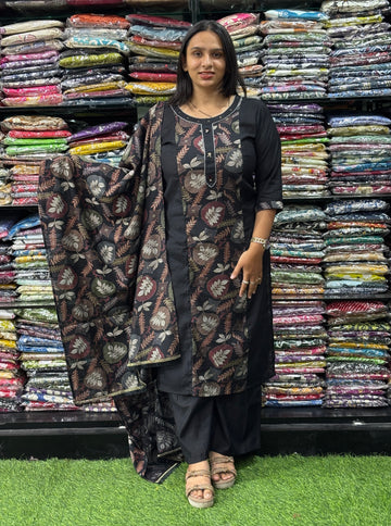 STRAIGHT KURTI PLAZO WITH DUPATTA (HEAVY VERTICAN SILK)