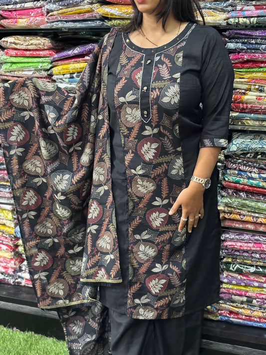 STRAIGHT KURTI PLAZO WITH DUPATTA (HEAVY VERTICAN SILK)