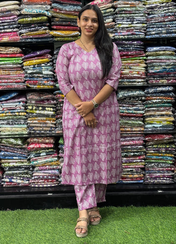 STRAIGHT KURTI WITH PANT (PURE CAMRIC COTTON)