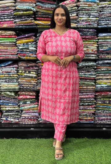 STRAIGHT KURTI WITH PANT (PURE CAMRIC COTTON)