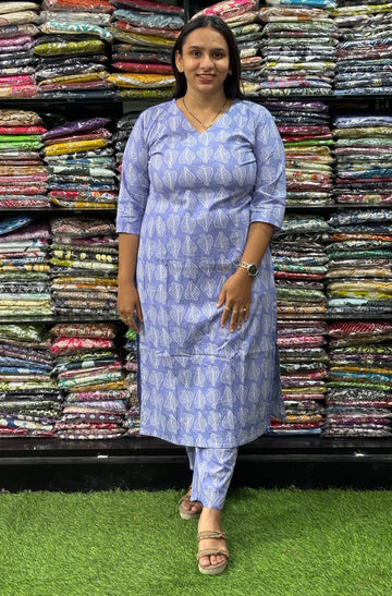 STRAIGHT KURTI WITH PANT (PURE CAMRIC COTTON)