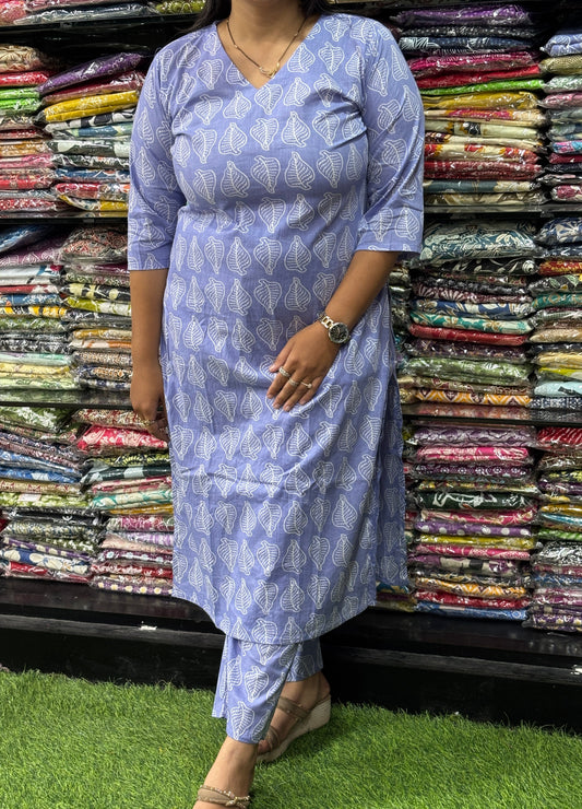 STRAIGHT KURTI WITH PANT (PURE CAMRIC COTTON)