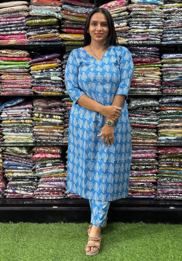 STRAIGHT KURTI WITH PANT (PURE CAMRIC COTTON)