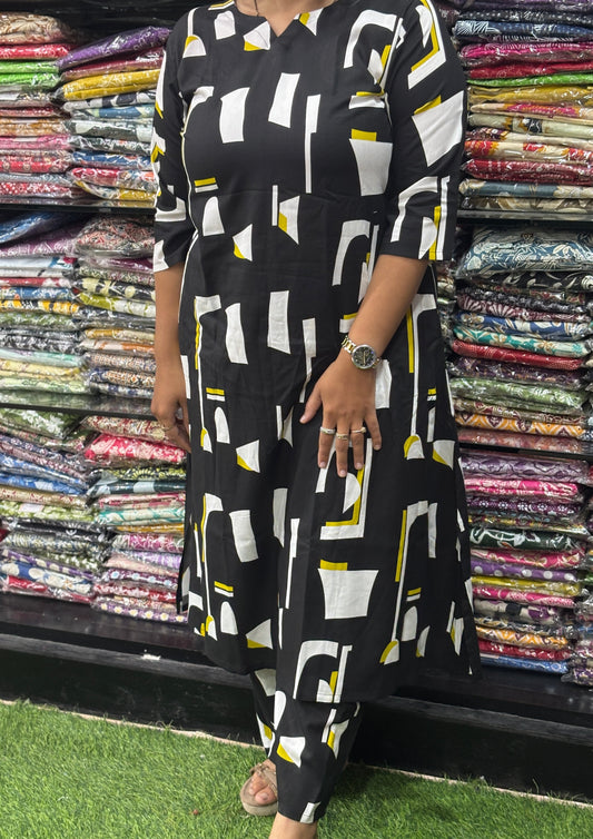 ALINE KURTI WITH PLAZO (PURE RAYON)