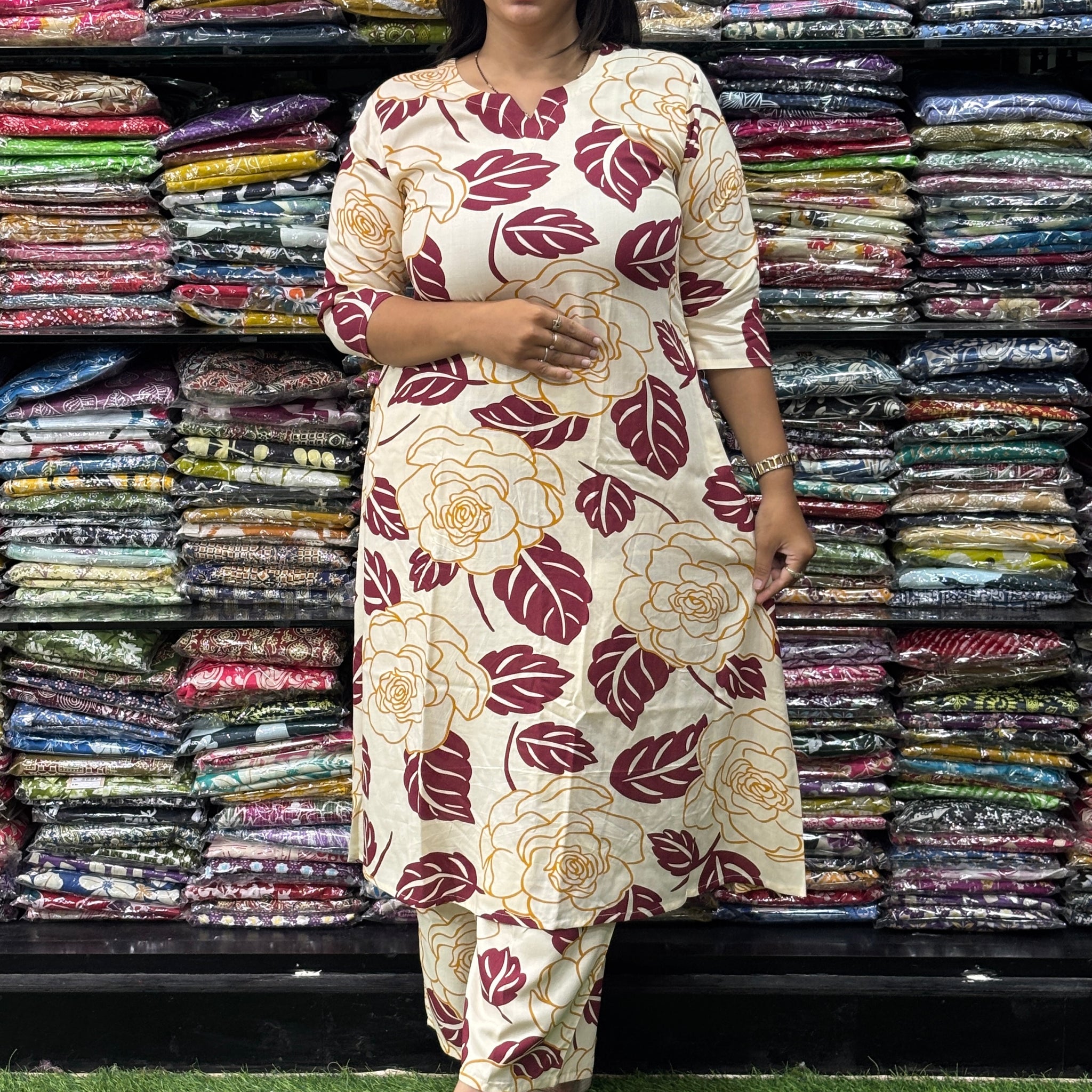 ALINE KURTI WITH PLAZO (PURE RAYON)