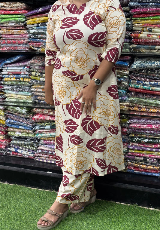 ALINE KURTI WITH PLAZO (PURE RAYON)