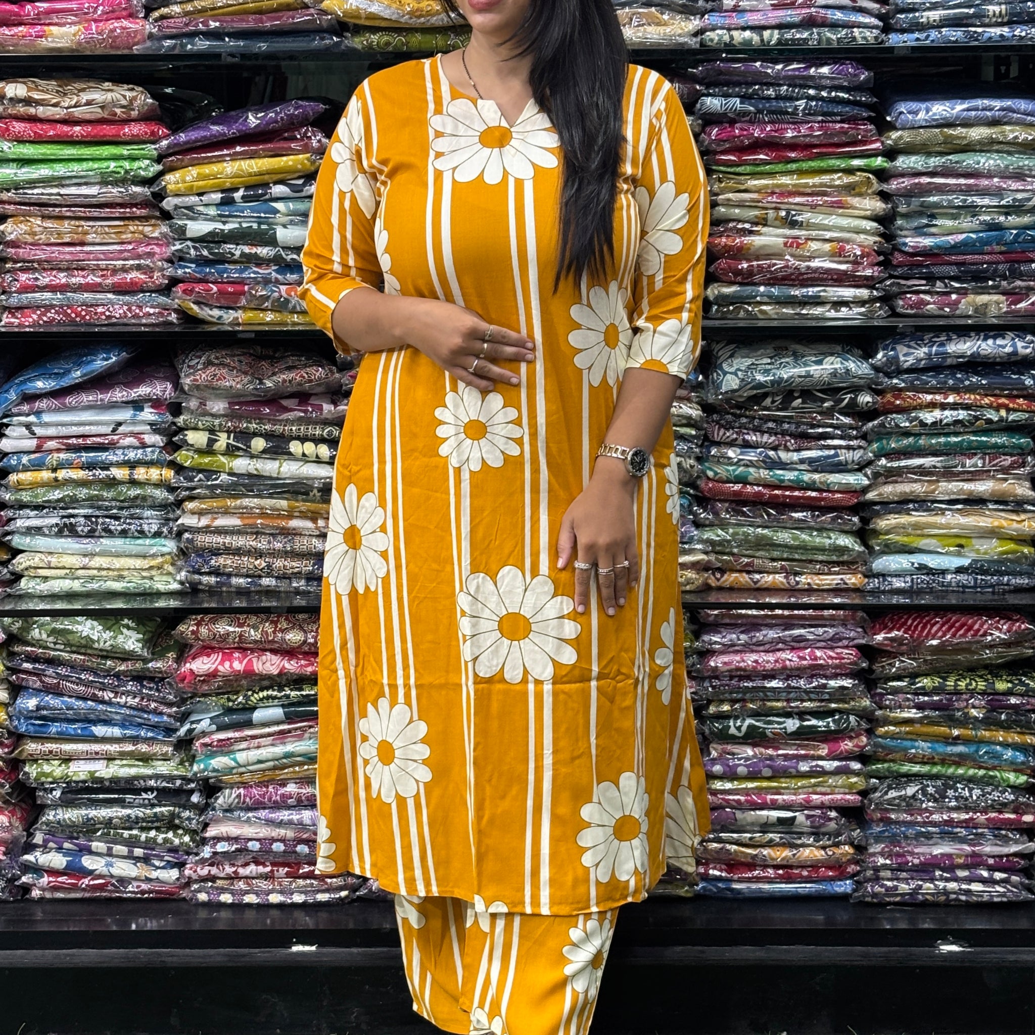 ALINE KURTI WITH PLAZO (PURE RAYON)