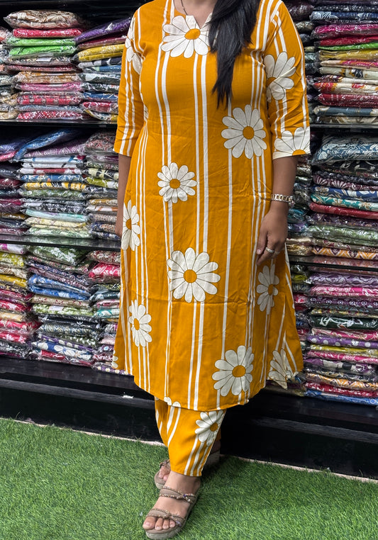 ALINE KURTI WITH PLAZO (PURE RAYON)