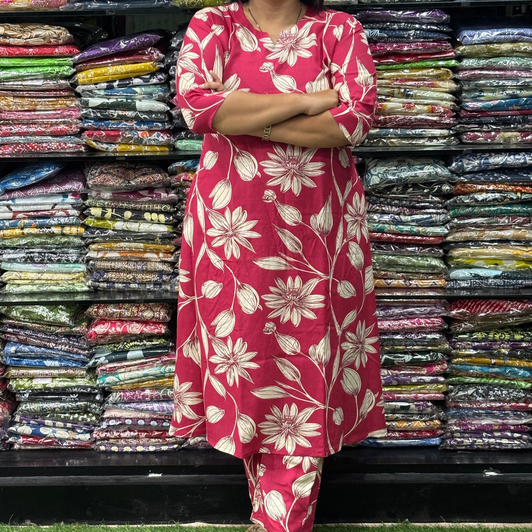 ALINE KURTI WITH PLAZO (PURE RAYON)