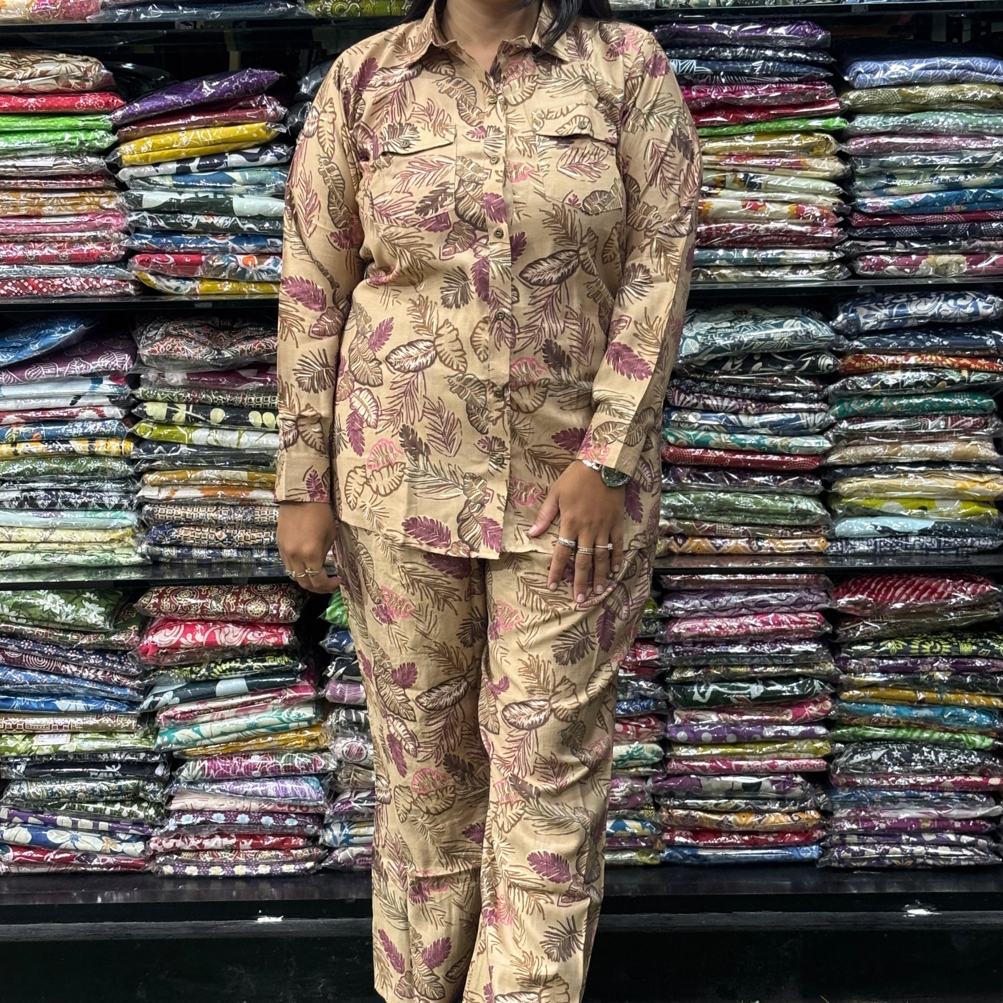 SHIRT WITH BELLBOTTOM PLAZO (VARTICAN SILK)