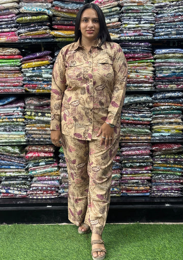 SHIRT WITH BELLBOTTOM PLAZO (VARTICAN SILK)