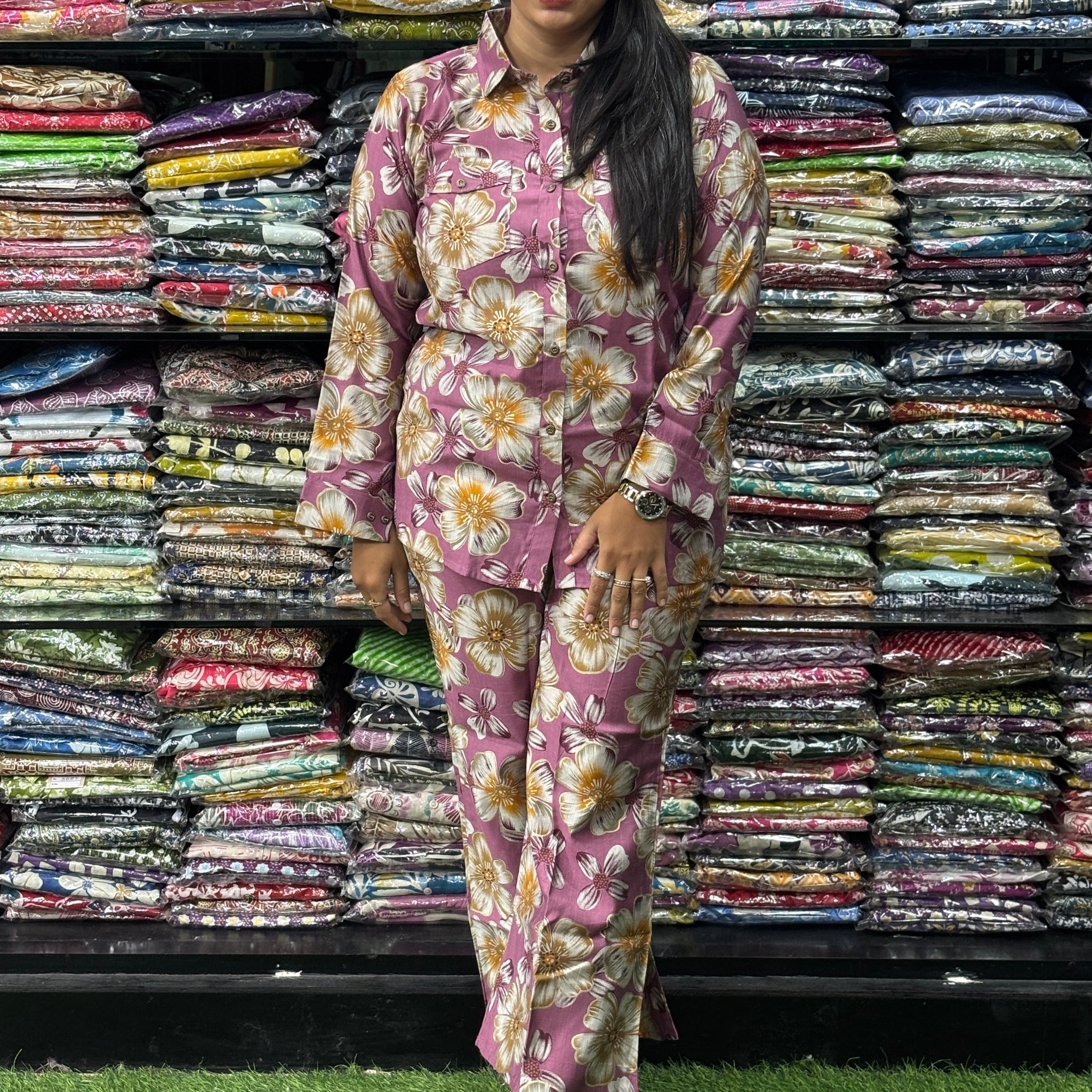 SHIRT WITH BELLBOTTOM PLAZO (VARTICAN SILK)