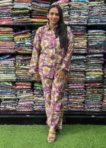 SHIRT WITH BELLBOTTOM PLAZO (VARTICAN SILK)