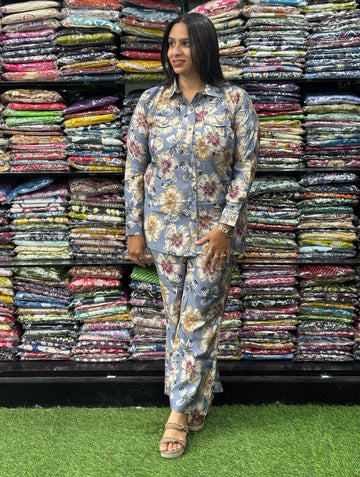 SHIRT WITH BELLBOTTOM PLAZO (VARTICAN SILK)