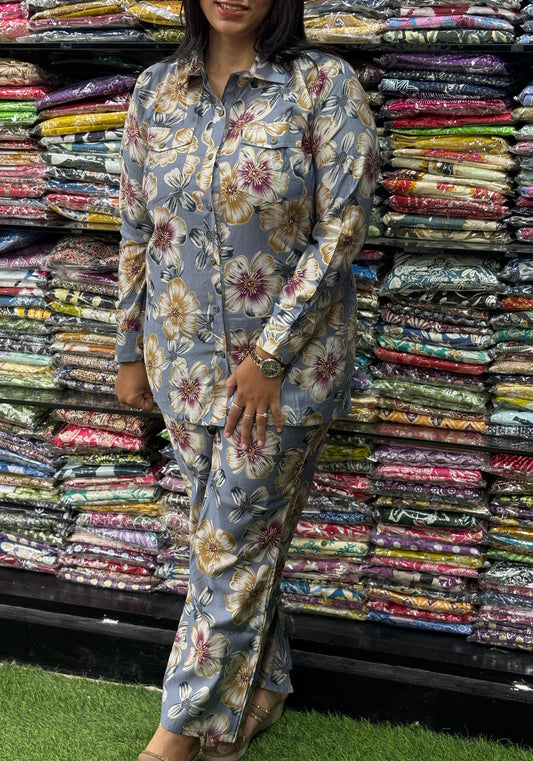 SHIRT WITH BELLBOTTOM PLAZO (VARTICAN SILK)