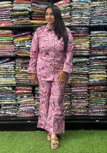 SHIRT WITH BELLBOTTOM PLAZO (VARTICAN SILK)