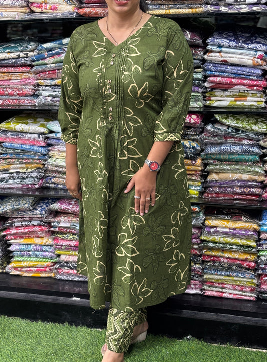 ALINE KURTI WITH PANT (PURE CAMRIC COTTON)