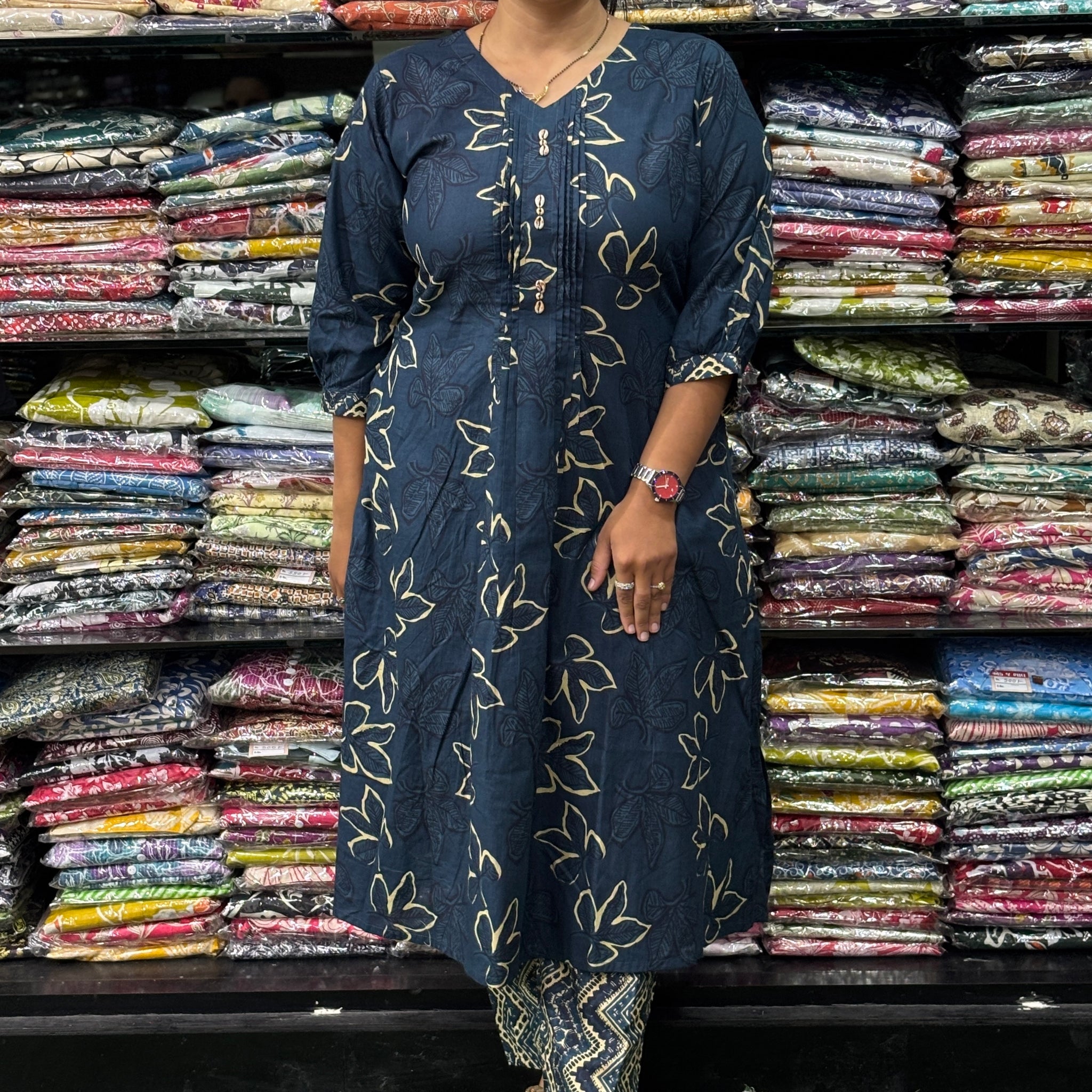 ALINE KURTI WITH PANT (PURE CAMRIC COTTON)