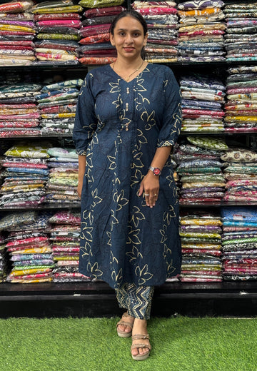 ALINE KURTI WITH PANT (PURE CAMRIC COTTON)